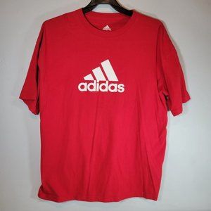 Adidas MensT-Shirt Red White Short Sleeve Size XL Pit to Pit: 25" Length: 31"